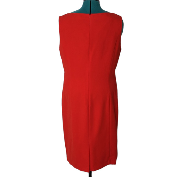 Preston & York Cherry Red Sleeveless Sheath Below Knee Dress Size 16 NEW - Picture 2 of 6